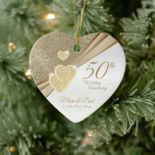 Eleganter 50. Hochzeitstag Keramik Ornament