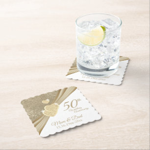 Eleganter 50. Hochzeitstag Untersetzer