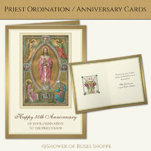 Eleganter 50. Jahrestag Ordination Priester Jesus Karte