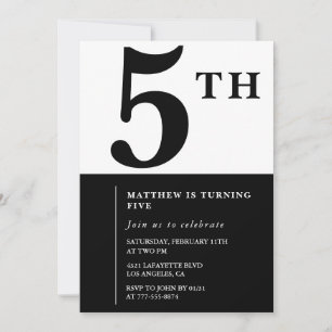 Eleganter 5. Geburtstag Einladung Black Chic Moder