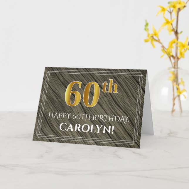 Eleganter 60. Geburtstag: Imitate Holz, Imitate Go Karte (Gelbe Blume)