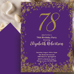 Eleganter 78. Geburtstag in Lila und Gold Einladung