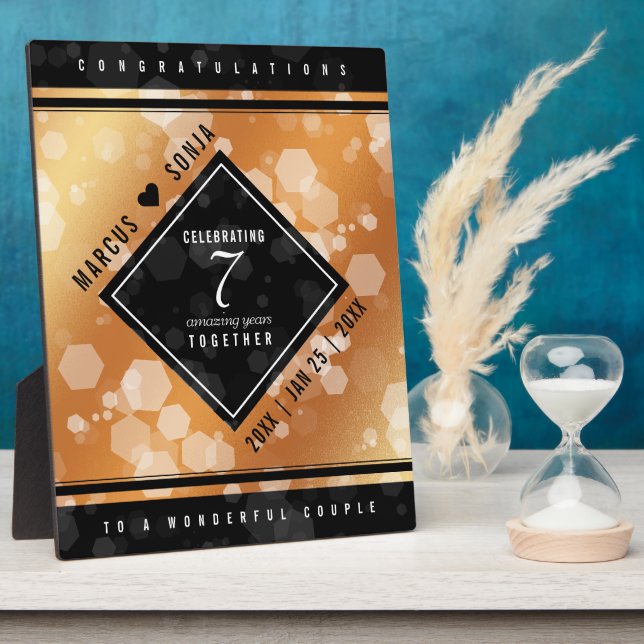Eleganter 7. Geburtstag der Kupferhochzeit Fotoplatte (Seite)
