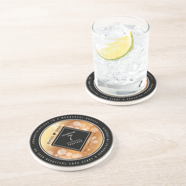 Eleganter 7. Geburtstag der Kupferhochzeit Getränkeuntersetzer (Seite)