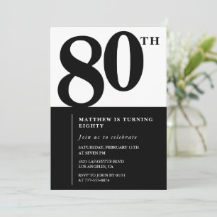 Eleganter 80. Geburtstag Einladung Black Chic Mode