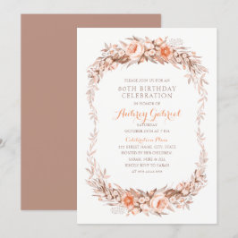 Eleganter 80. Geburtstagsparty Blumenfall Einladung