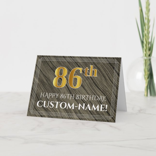 Eleganter 86. Geburtstag: Imitate Holz, Imitate Go Karte (Vorderseite)