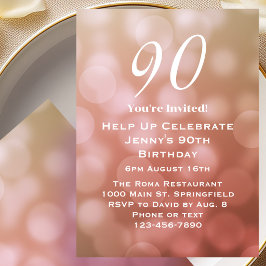 Eleganter 90. Geburtstag Einladung für sie in Rosa