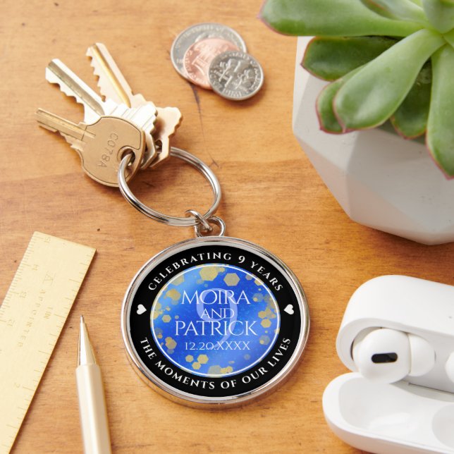 Eleganter 9. Lapis Lazuli Hochzeitstag Schlüsselanhänger (Schreibtisch)