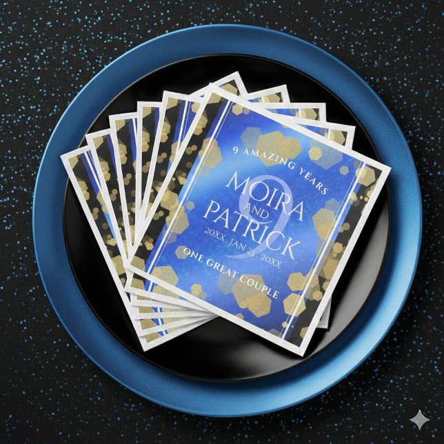 Eleganter 9. Lapis Lazuli Hochzeitstag Serviette (Elegant 9th Lapis Lazuli Wedding Anniversary Napkins Cover Photo)