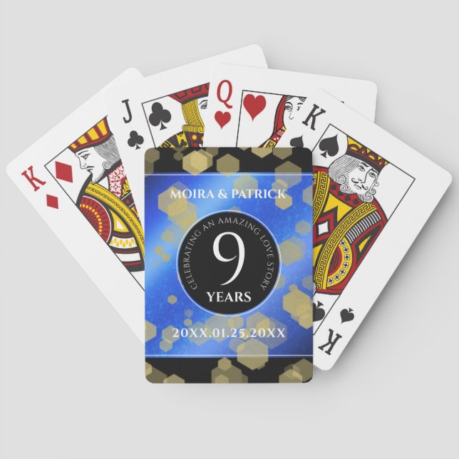 Eleganter 9. Lapis Lazuli Hochzeitstag Spielkarten (Rückseite)