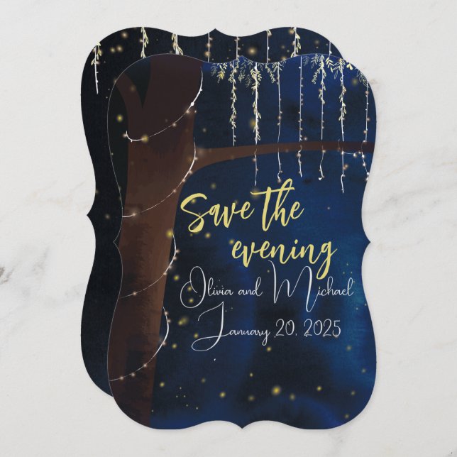 Eleganter Abend Save the Date (Vorne/Hinten)