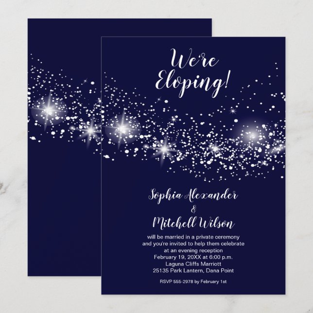 Eleganter Abend Sky Elopement Empfang Einladung (Vorne/Hinten)