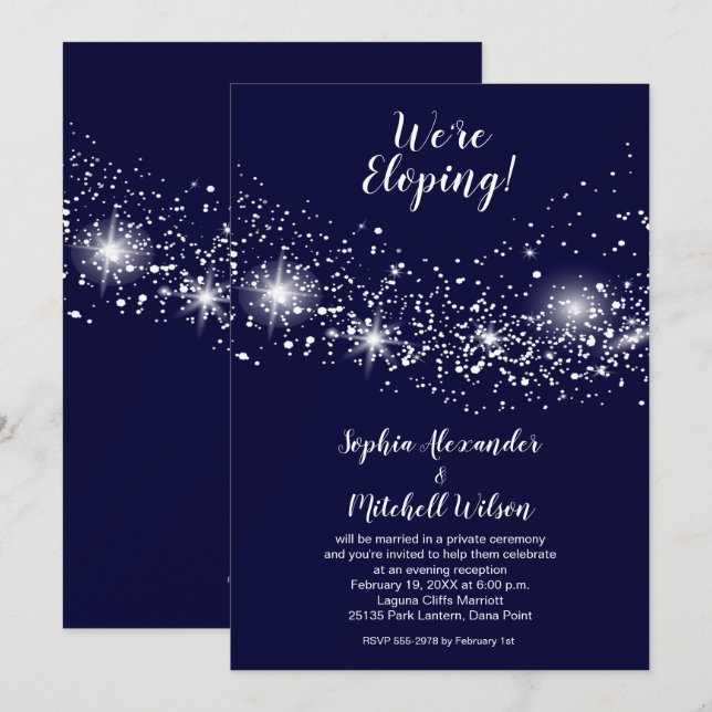 Eleganter Abend Sky Wedding Elopement Einladung (Vorne/Hinten)
