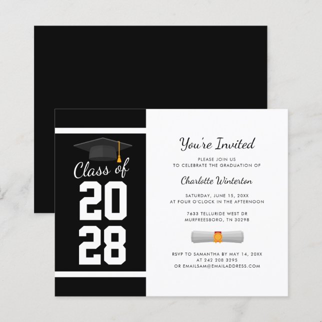 Eleganter Abschluss 2025 Grad Party Einladung (Vorne/Hinten)