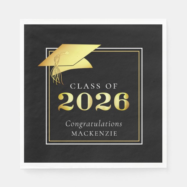 Eleganter Abschluss 2025 Metallic-Gold-Farbpalette Serviette (Vorderseite)
