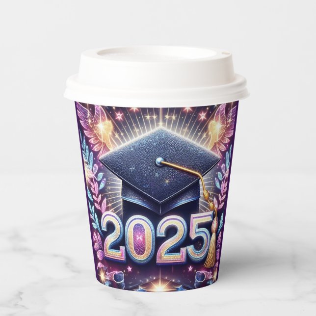 Eleganter Abschluss 2025 Pappbecher (Vorderseite)