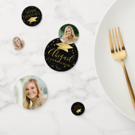 Eleganter Abschluss 3 Fotos - goldene Farbe Konfetti