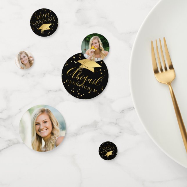 Eleganter Abschluss 3 Fotos - goldene Farbe Konfetti (Gruppe)