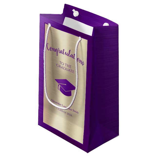 Eleganter Abschluss Class of 2022 Herzlichen Glück Kleine Geschenktüte (Vorderseite Schrägansicht)