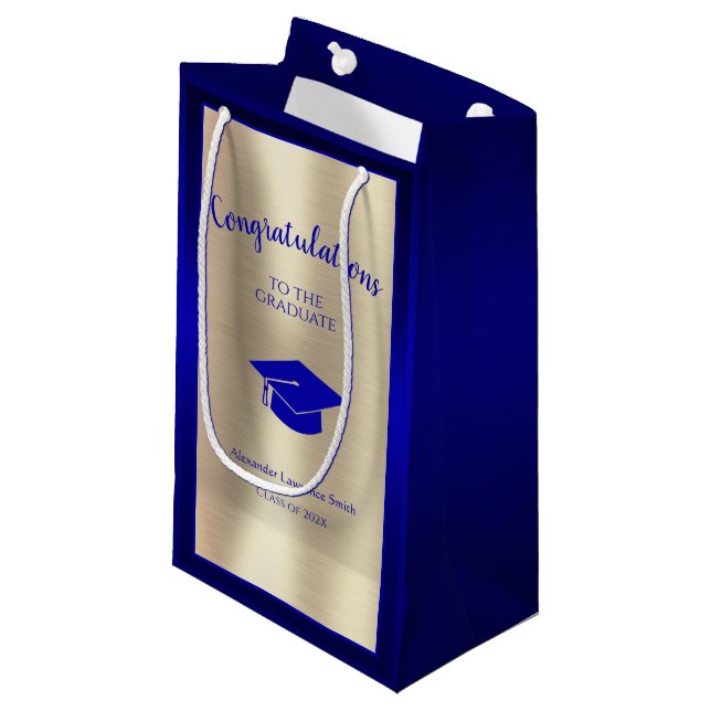 Eleganter Abschluss Class of 2022 Herzlichen Glück Kleine Geschenktüte (Vorderseite Schrägansicht)