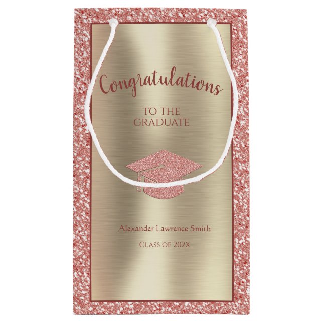 Eleganter Abschluss Class of 2023 Herzlichen Glück Kleine Geschenktüte (Rückseite)