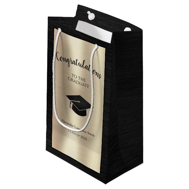 Eleganter Abschluss Class of 2024 Herzlichen Glück Kleine Geschenktüte (Vorderseite Schrägansicht)