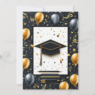 Eleganter Abschluss Diplom mit Mortarboard Einladung