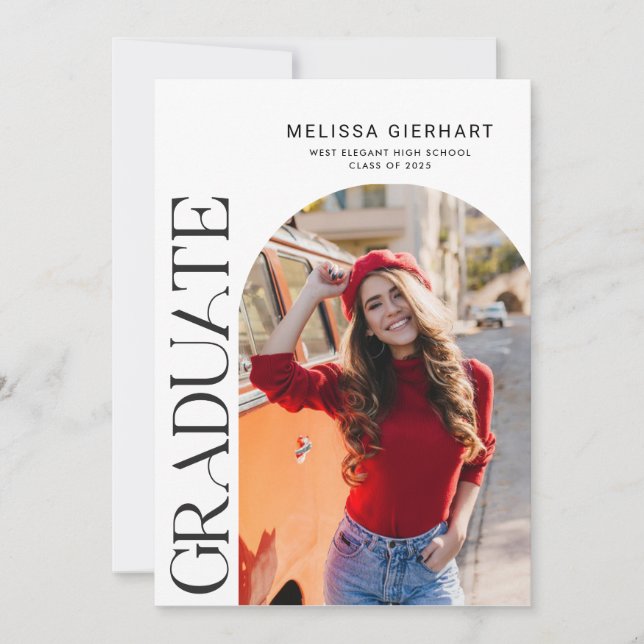 Eleganter Abschluss Foto 2025 Uni Grad Ankündigung (Vorderseite)