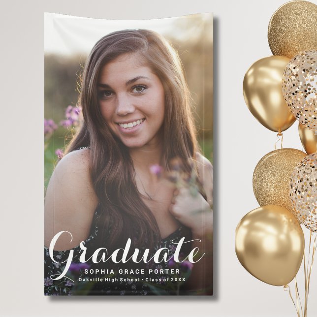 Eleganter Abschluss Foto Grad Party Banner (Photo Graduation Banner)