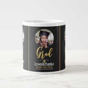 Eleganter Abschluss Gold Cap Danke Script Foto Jumbo-Tasse