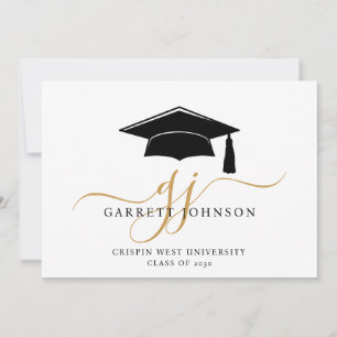 Eleganter Abschluss Name Gold Monogram Ankündigung