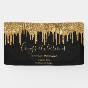 eleganter Abschluss, schwarzer goldtropfender Glit Banner