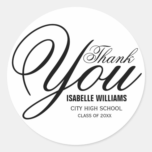 Eleganter Abschluss Vielen Dank Sticker Template (Vorderseite)
