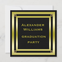 Eleganter Abschluss von Black & Gold Gerahmt Man Einladung