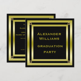 Eleganter Abschluss von Black & Gold Gerahmt Man Einladung