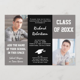 Eleganter Abschluss von Grau und Black Young Man Einladung