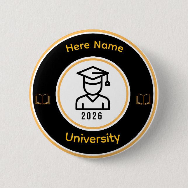 Eleganter Absolvent 2026 | Personalisiertes Goldsi Button (Vorderseite)