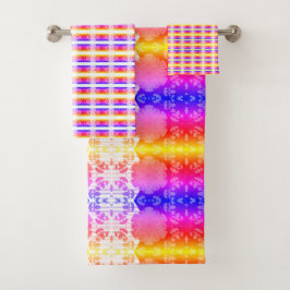 Eleganter Abstrakt geometrischer Hintergrund Multi Badhandtuch Set