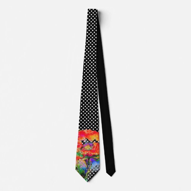 Eleganter abstrakter, blühender Polka-Punkt Krawatte (Vorderseite)