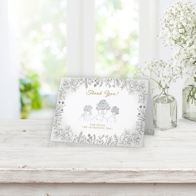 Eleganter Abstrakter Blumenhaar - Frauentag Dankeskarte (Von Creator hochgeladen)