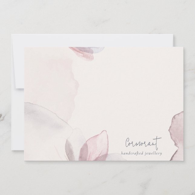 Eleganter Abstrakter Blush Wasserfarben Mitteilungskarte (Vorderseite)