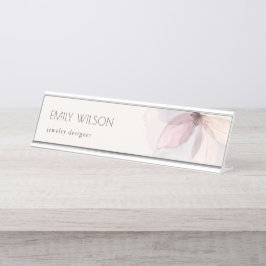 Eleganter Abstrakter Blush Wasserfarben Schreibtischnamensplakette