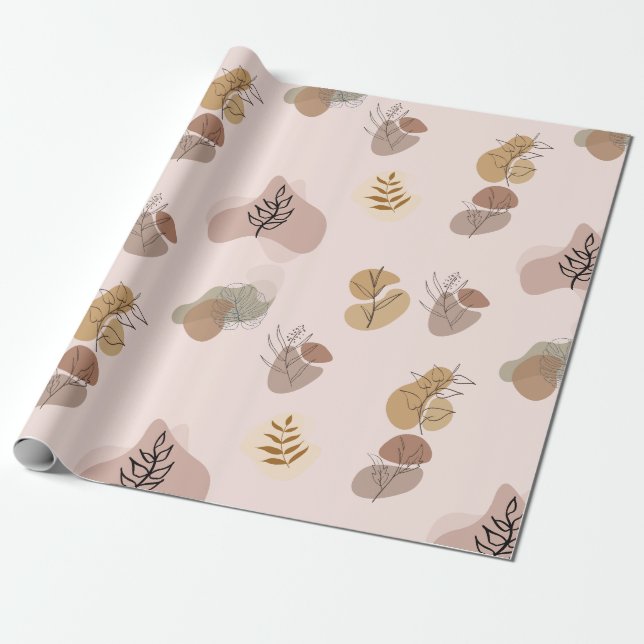 Eleganter Abstrakter botanischer Minimalistischer  Geschenkpapier (Ungerollt)