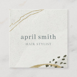 Eleganter Abstrakter Elfenbeinschwarz-Gold-QR-Code Quadratische Visitenkarte