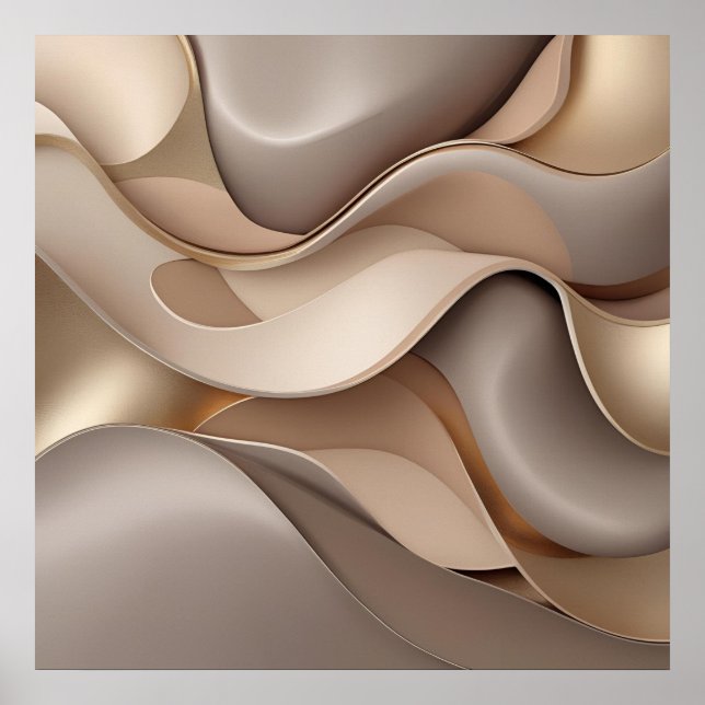 Eleganter Abstrakter Fluss - Minimalistisch Gold & Poster (Vorne)