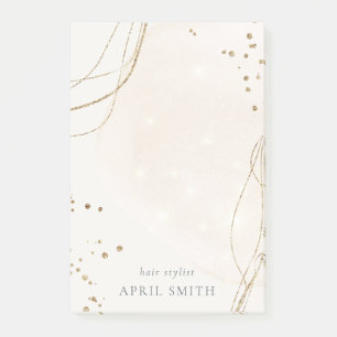 Eleganter Abstrakter Glitzer Ivory Gold Post-it Klebezettel