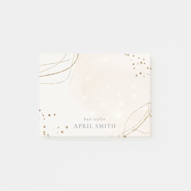 Eleganter Abstrakter Glitzer Ivory Gold Post-it Klebezettel (Vorderseite)