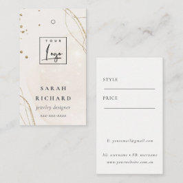 Eleganter Abstrakter Glitzer Ivory Gold-Preis-Logo Visitenkarte