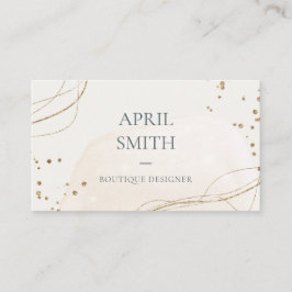 Eleganter Abstrakter Glitzer Ivory Gold Visitenkarte
